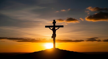 Good friday reflections jesus christ crucifixion silhouette at sunset
