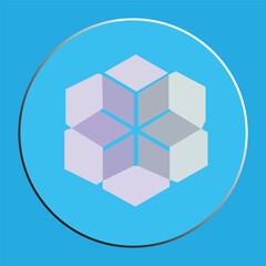 3D Isometric Cube Cluster in Silver Circular Frame