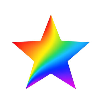 A colorful star with a rainbow gradient isolated on transparent background