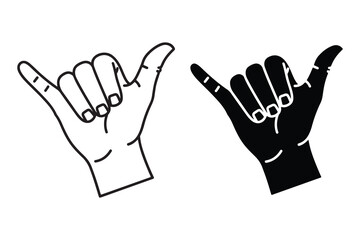 Obraz premium Hand gestures making shaka sign with palm facing forward