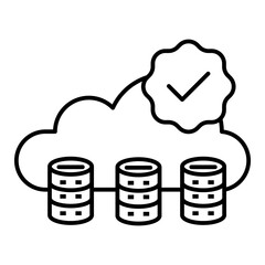 verified cloud storage line icon with editable stroke