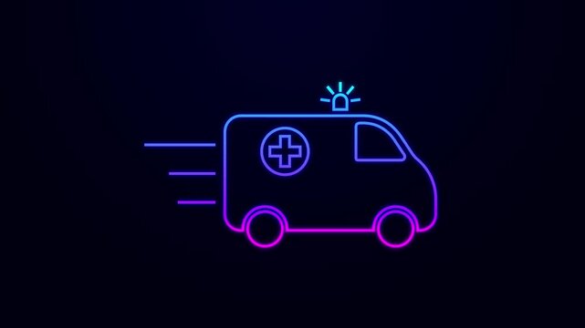 Out Line ambulance icon animation. Medical rescue service motion. Ambulance emergency service 4k video footage.