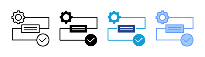 Process icon set multiple style collection