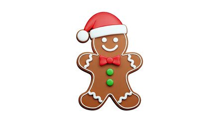 Gingerbread Man with Santa Hat