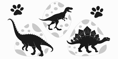 Diverse group of dinosaurs and their footprints in a prehistoric scene Vector ©  MST RABEYA  BEGUM