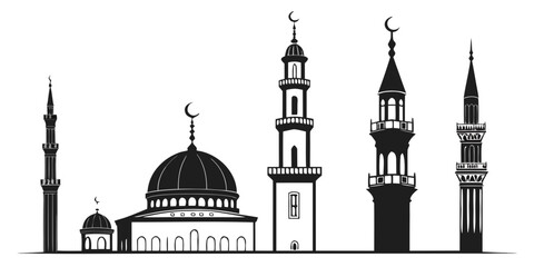 A detailed illustration of a mosque with domes and minarets Vector ©  MST RABEYA  BEGUM