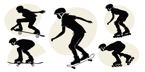 A sequence of a person performing various exercises on a skateboard Vector ©  MST RABEYA  BEGUM