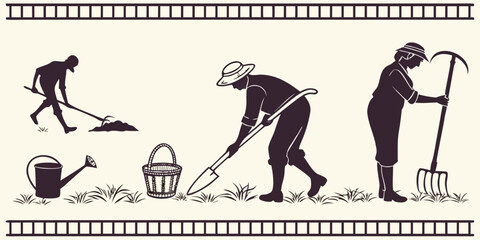 A group of people engaged in various activities with a broom. Vector ©  MST RABEYA  BEGUM