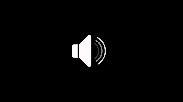 Speaker volume icon animation with sound wave signal on black background. Speaker icon animated. Volume speaker icon, microphone, icon sound Voice speaker icon animation