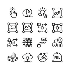 Fototapeta premium Collection of minimalist line icons representing digital interface elements