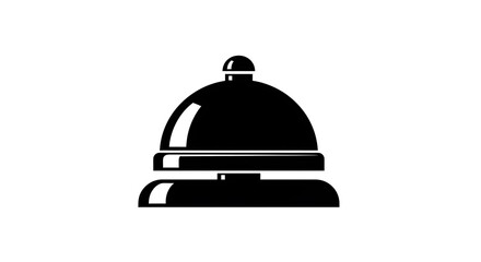 Obraz premium Classic hospitality service bell icon in a minimalist black silhouette, representing prompt customer assistance, urgent notification, and professional business support concept