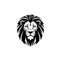 Black and white lion head illustration. © gundul