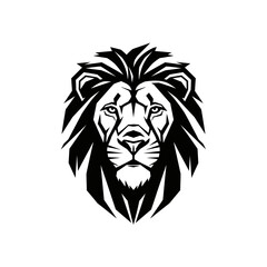 Black and white lion head illustration. © gundul
