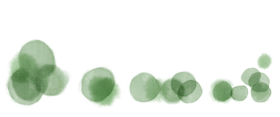 水彩で描いた緑の葉のラインフレームイラスト