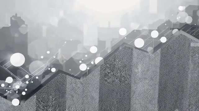 企業の報告と説明の印象を持つ抽象テック背景動画 右側が整理された配置で使いやすい.生成AI