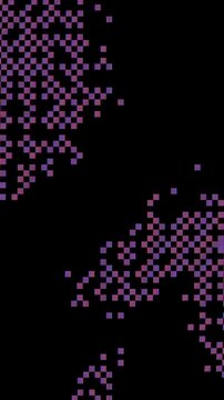 Abstract seamless pixel retro 8bit CRT Pattern in Neon Pink, Purple on Black Background, Y2K, Futuristic Aesthetic