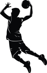 Male Basketball Player Slam Dunk Silhouette © Tri