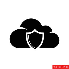 Cloud Security Shield Icon Symbol.