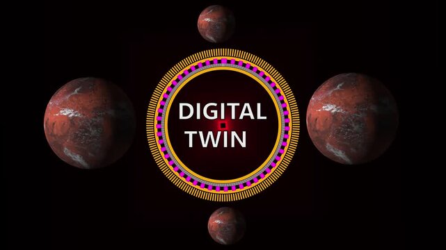 With Digital Twin Concept Visualization and Data Graphics on Display.
