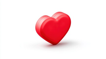 Obraz premium Shiny red heart shape with subtle layers and soft shadow on a clean white background