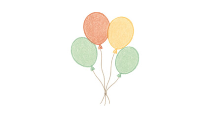 Hand Drawn Pastel Color Balloons Illustration in Crayon Style © Fahrizal