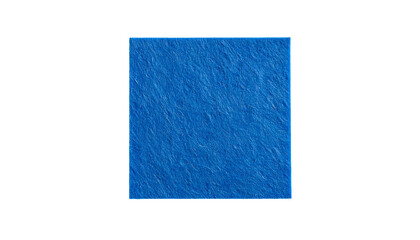 Square of textured blue paper floats on a black background, edges defined