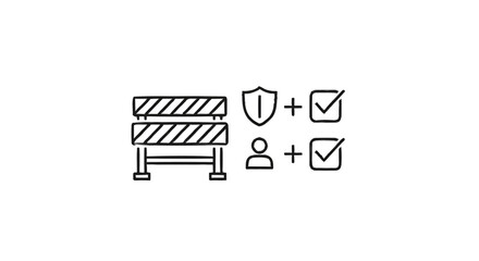 Fototapeta premium Construction Barrier Safety and User Approval Icons.