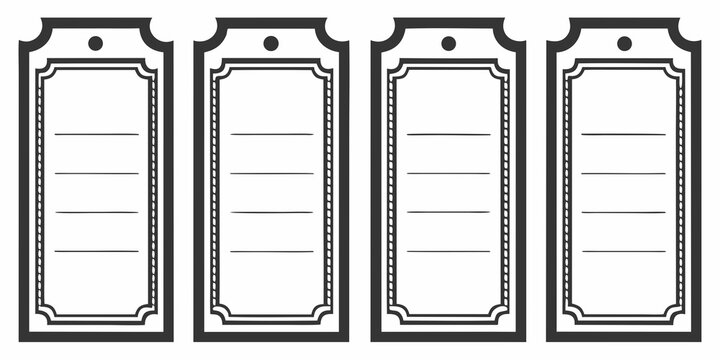 Four blank, white, rectangular containers with rounded corners and open tops. Vector
