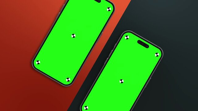 Smartphone Animated Mockup With Green Screen, Isolated On White Background. Mobile Phone Front View