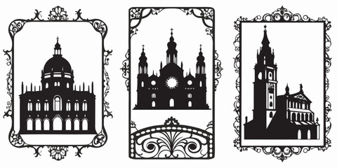 Historical buildings and a city skyline showcasing architectural diversity Vector © Adobe 