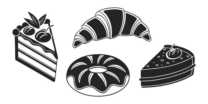 Assorted pastries displayed on a white background with a small box Vector