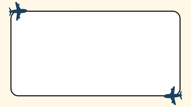 A minimalist travel theme is showcased by small blue airplane icons flying around a simple black outline making this an excellent choice for luggage tags or travel related notes and reminders