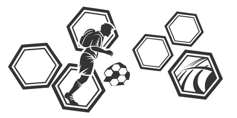 Fototapeta premium Hexagonal shapes with various objects and animals inside them Vector