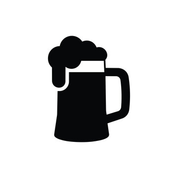 Beer mug icon with foam silhouette isolated on white background