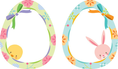 イースターの卵とうさぎとひよこ