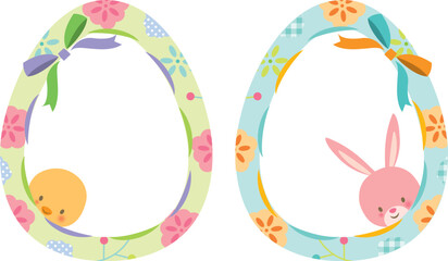 イースターの卵とうさぎとひよこ