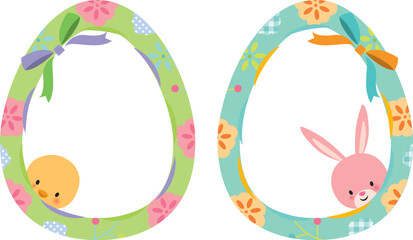 イースターの卵とうさぎとひよこ