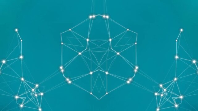 Seamless abstract blue vector background with geometric star patterns and technological network lines creating a glowing light texture for modern web wallpaper design