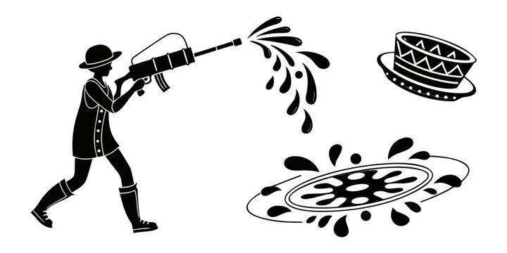 A man in a suit is throwing a frisbee while donuts float in the air Vector