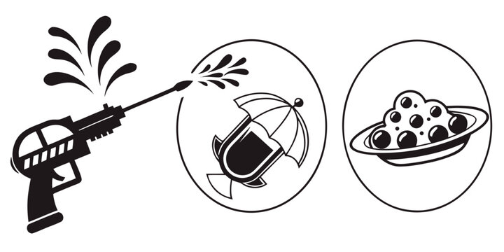A sequence of a gun, a bullet hitting a nut, and a nutcracker cracking a nut Vector