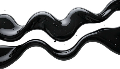 Flowing, glossy black liquid in a wave-like pattern against a stark black background