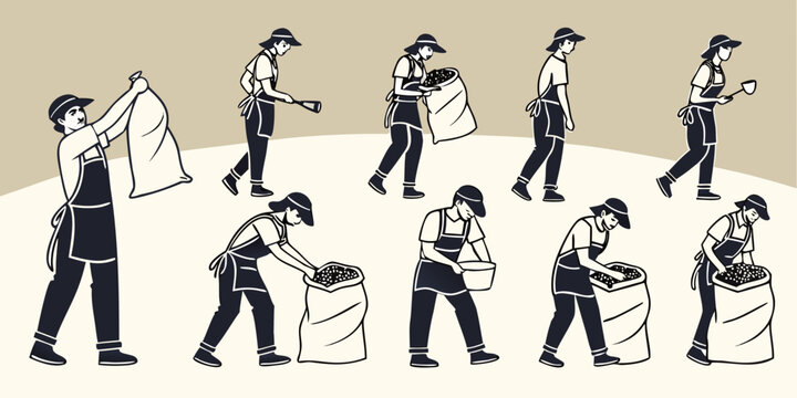 A sequence of a man walking a dog, transforming into a dog, and then back into a man. Vector