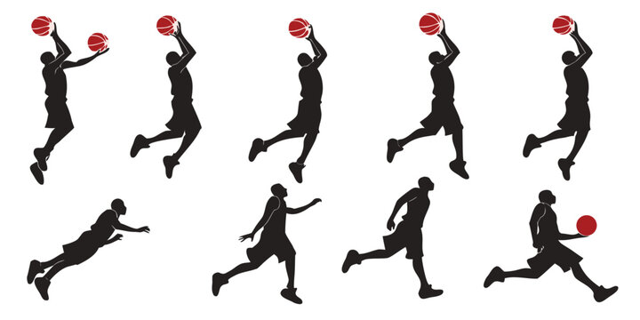Sequence of a person performing a high jump with detailed motion phases Vector