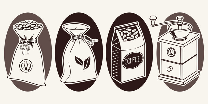 Four distinct faces showcasing various emotions and expressions through artistic illustration. Vector