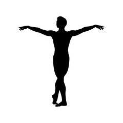 Silhouette of a male ballet dancer in a graceful pose. © Erik