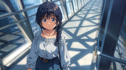 Explore the Captivating World of Fashion Through the Eyes of a Young Anime Character in a Stunning Modern Setting, Showcasing Style and Life in an Urban Landscape