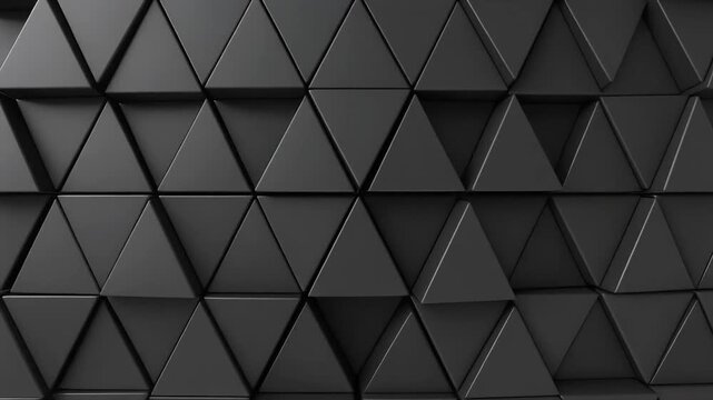 Futuristic looped black triangular panels assembling disassembling slow motion seamless surreal ambience cascading softly abstract unique style ultra realistic cinematic loop