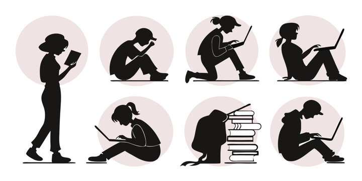 A sequence of images depicting a person sitting on a bench and progressively slouching Vector