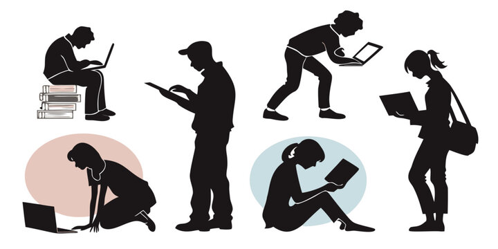 Illustrations of people in various forms of distress and discomfort Vector