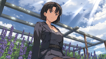 A Confident Woman in an Elegant Outfit Amidst Lavender Fields: Embrace Nature and Style for a Perfect Lifestyle Moment